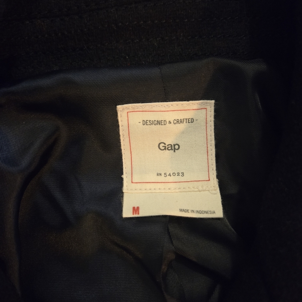 GAP Wool Blend Dark Blue Moto Jacket With Zippers Medium - Picture 6 of 10